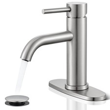 WINKEAR Brushed Nickel Bathroom Faucet, Single Hole Bathroom Sink Faucet