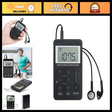 Portable AM/FM Pocket Radio - Mini Digital Tuner, Rechargeable Battery, Earphone