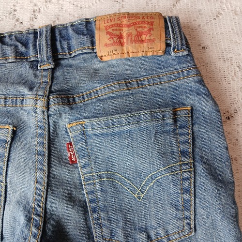 Lot Of 2 Levi 511 Slim Boys 5 Reg 20x18 Gray, 6 Reg 21x19 Blue Adjustable Waist - Picture 13 of 24