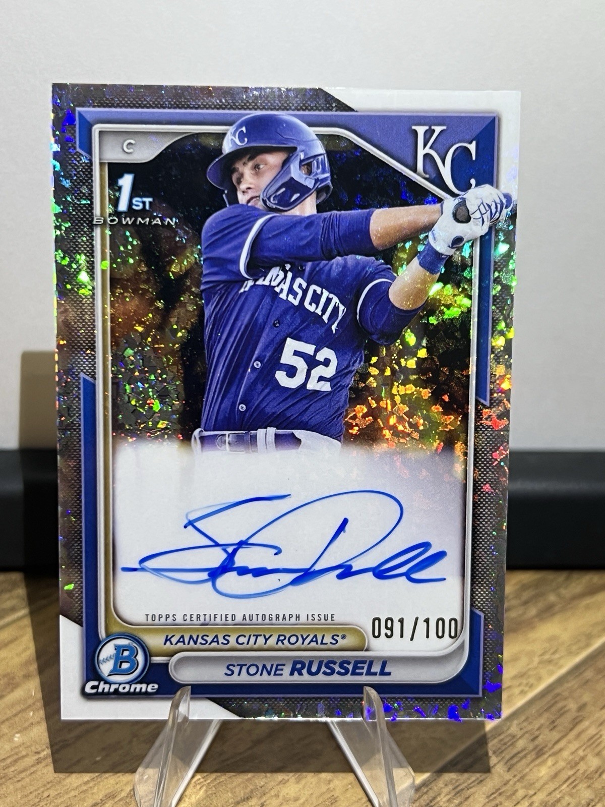 2024 BOWMAN CHROME STONE RUSSELL CPA-SR 1ST MINI-DIAMOND REFRACTOR AUTO /100