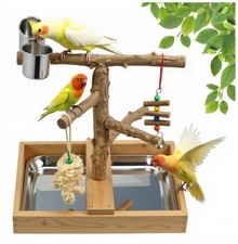 Bird Perch Stand, Natural Wood Bird Perch Stand, Wooden Parrot Perch Stand Fo...
