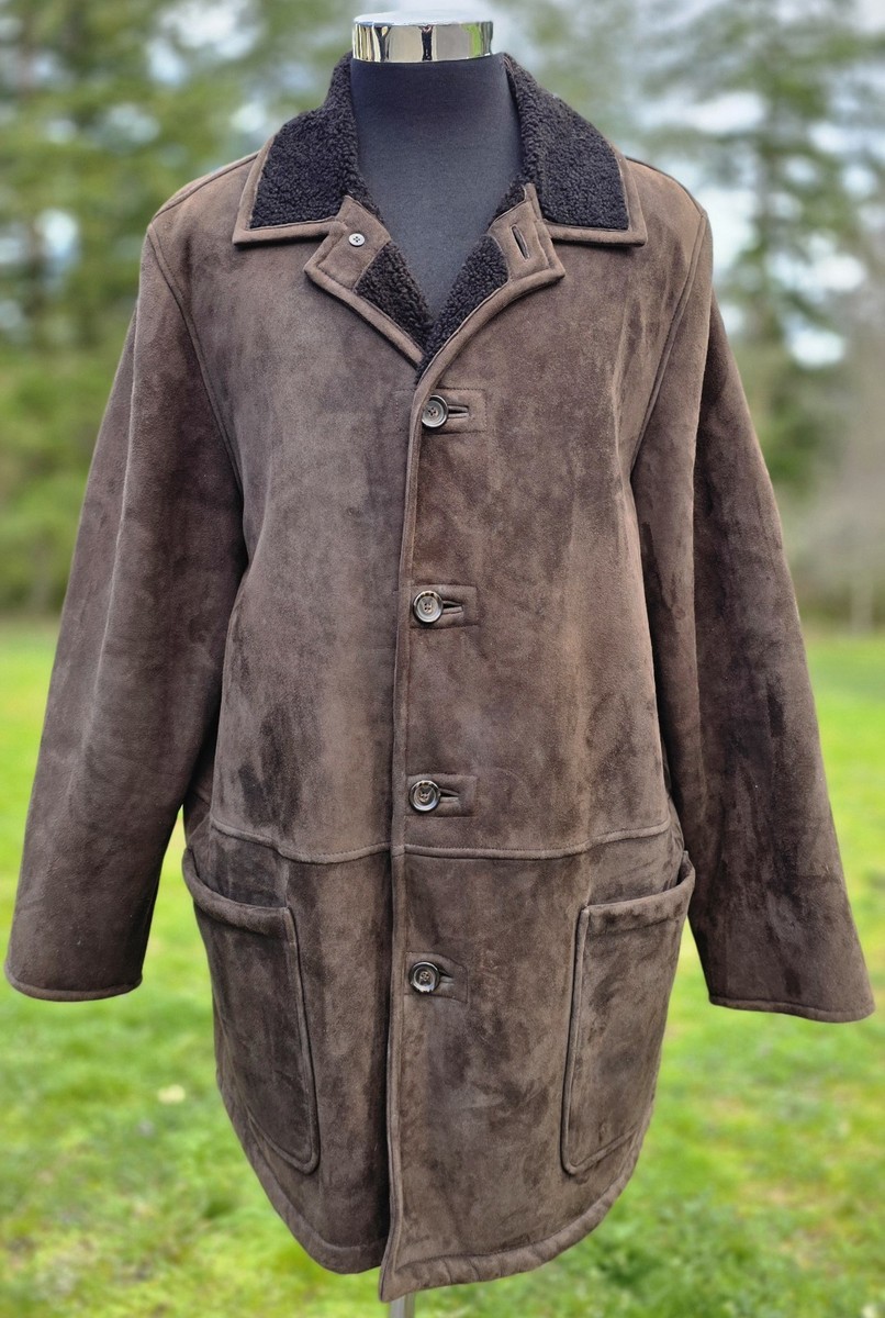 Vintage Polo Ralph Lauren Shearling Sheep Skin Fur Car Coat ITALY