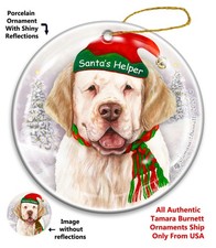 Clumber Spaniel Santa's Helper Holiday Ornament