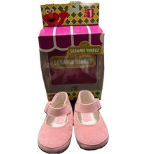 Vintage 1999 Sesame Street Baby Shoes Size 1 Elmo 6-12 Weeks Pink Hugs Kisses