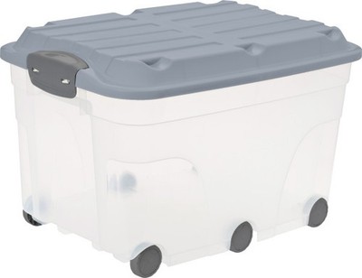 Rotho Aufbewahrungsbox mit Deckel 59,5 x 40 cm 57 L misty blau  Aufbewahrungsbox