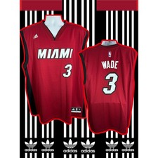 ADIDAS MIAMI HEAT JERSEY   Dwyane Wade 3 Red NBA Men's XL
