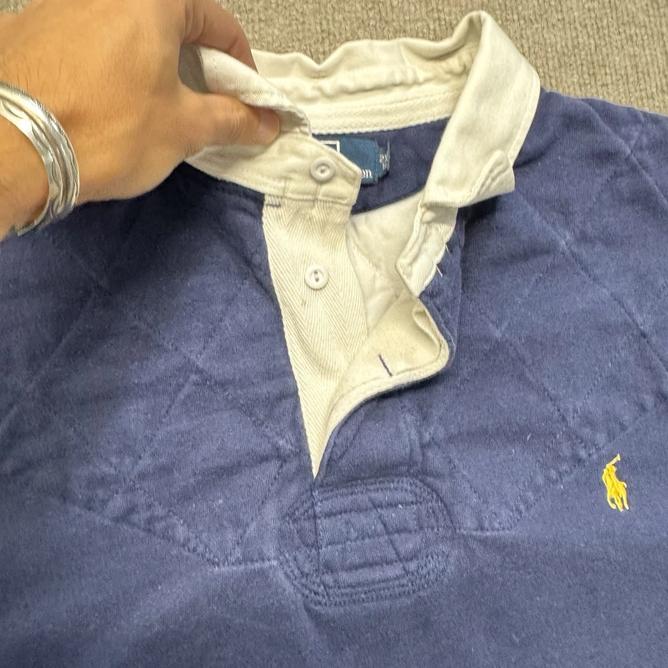 VTG Polo Ralph Lauren Rugby Polo Shirt Mens 2XLT Pony Padded Shoulder Elbow - Image 4 of 4