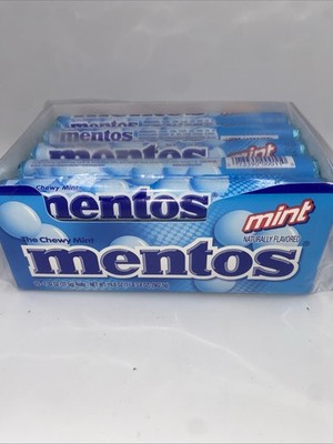 Mentos Chewy Mint Candy Roll, Mint, Non Melting, Party, 14 Count (Pack of 15)