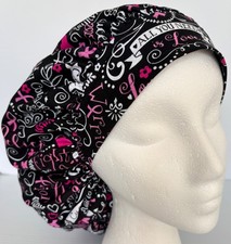 Breast Cancer Awareness Print Size Large Medical Bouffant Scrub Cap Surgery Hat