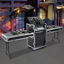 14U PA DJ Rack DJ Cabinet with 2 Table Tops Network Pro Stereo Rack with 4 Wheel