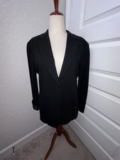 DKNY Wool Italy One Button Long Sleeve Black Blazer Jacket Size 10