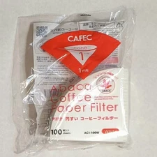 Cafec Abaca Coffee Filter White 1 Cup Conical 100 Pieces AC1-100W