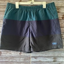 LL Bean Men's Swim Trunks Size XL Teal Blue Black Pockets Logo Lining