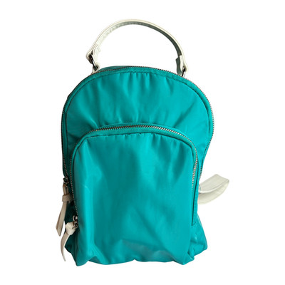 Teal Nylon Mini Backpack Small Travel Daypack White Straps Lightweight Bag