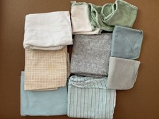 Lot of 5 Assorted Baby Swaddle Receiving Blankets/4 Wash Cloth Pre-owned