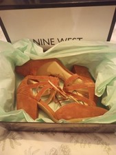 Nine West shoes womens size 8M brown suede/ leather uppers block heel New boxed!