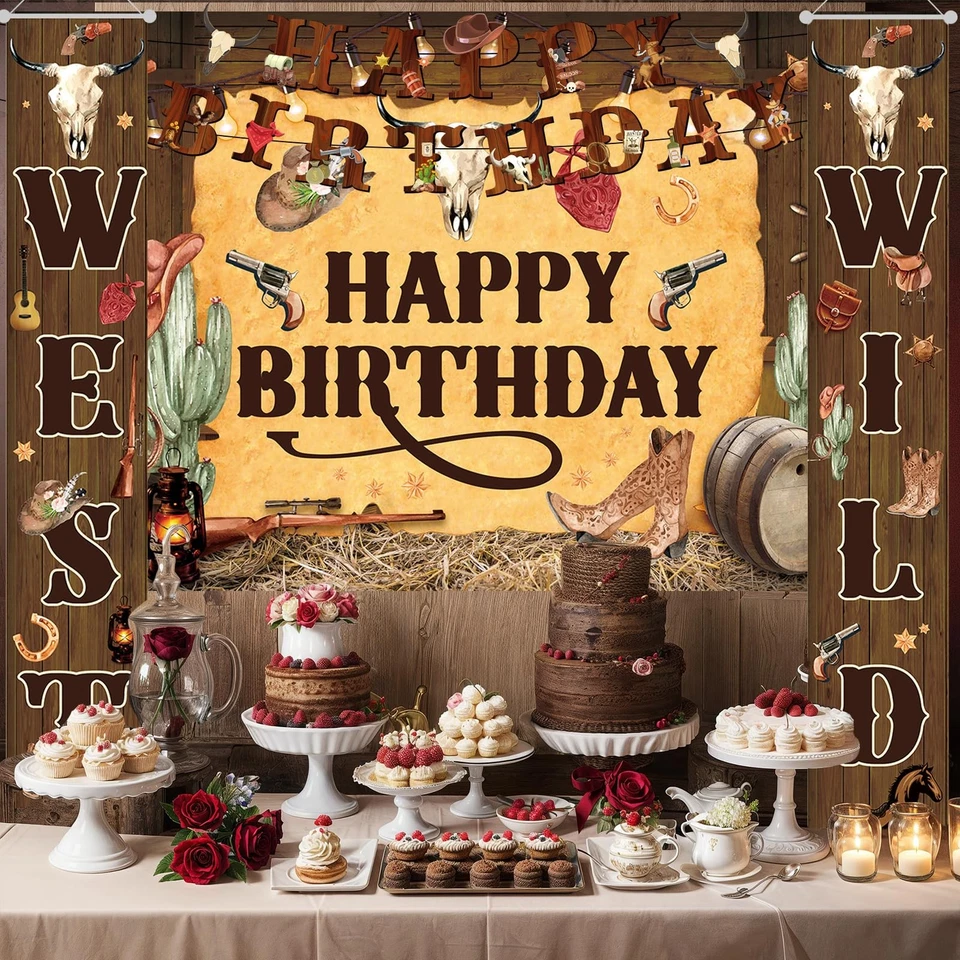 男式牛仔生日派对装饰女式西部牛仔派对用品... — 第 4/4 张图片