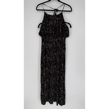 LIRA VISCOSE MAXI DRESS BLACK CHERRY BLOSSOM FLORAL LARGE HALTER LIGHTWEIGHT
