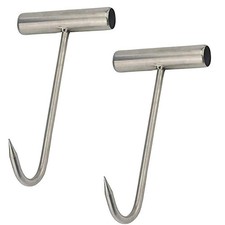TIHOOD 2PCS Stainless Steel T Hooks T-Handle Meat Boning Hook for Silver