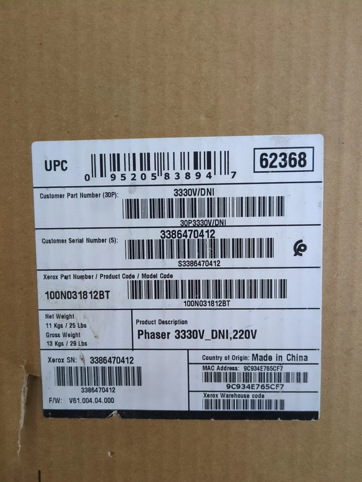 Xerox Phaser 3330 Black & White Laser Printer - For parts not working - Image 2 of 4