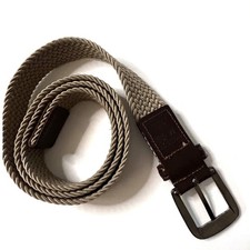 Vintage Braided Stretch Belt Tan Woven Leather Trim Size M