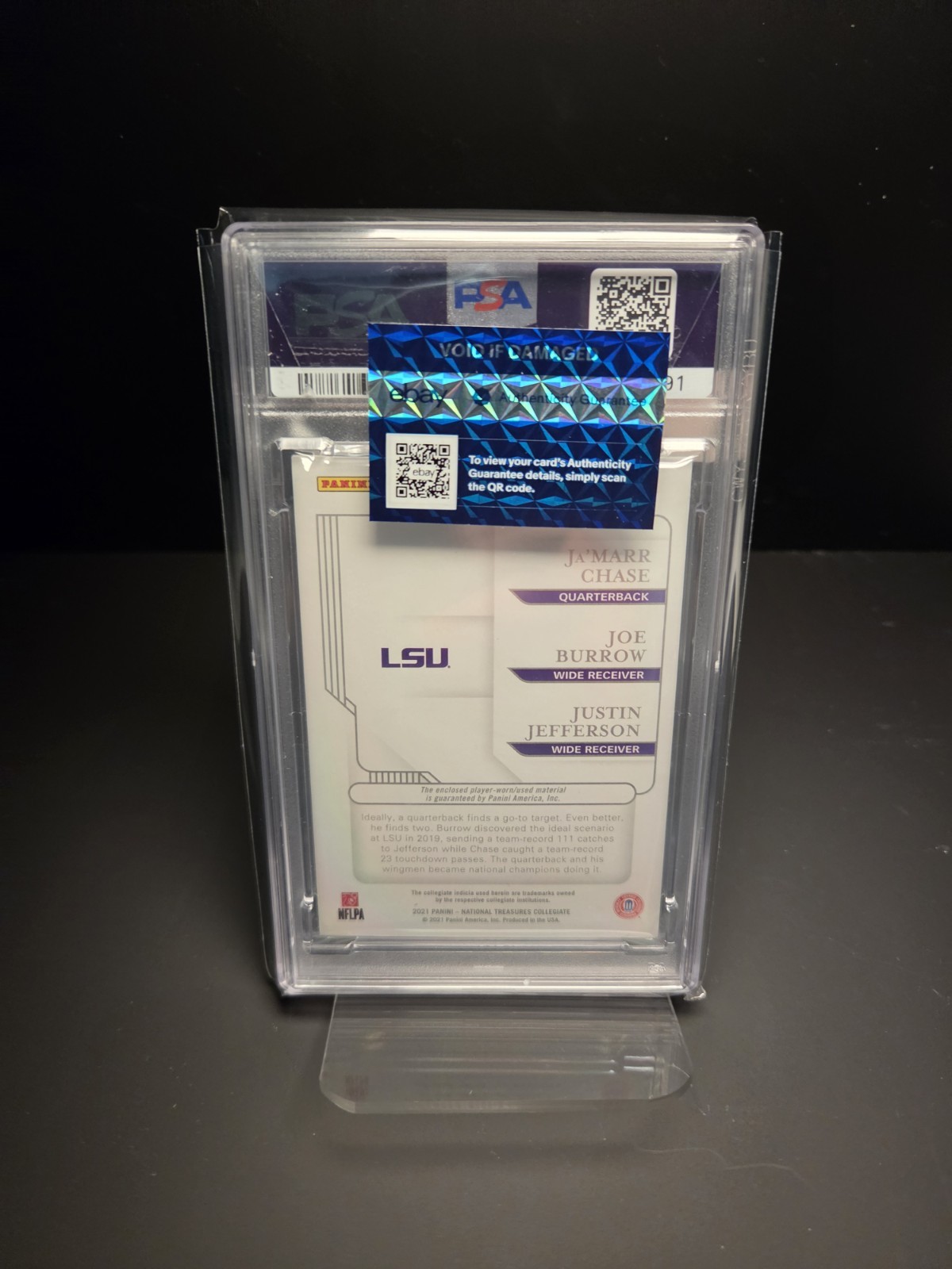 21 National Treasures Trio Materials Chase Burrow Jefferson PSA 10 1/1 LSU Grail view 2