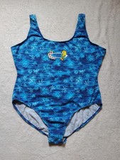 Vintage 1999 Tweety Bird Surf Shop One Piece Swimsuit 22W/42 Blue Loony Tunes
