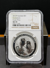 2013 Australia Kookaburra Silver Coin 1 Oz .999 Fine Silver NGC MS70 Snake Privy