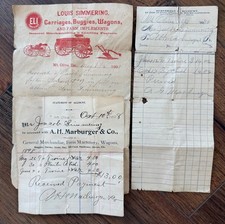 1890's Vintage Receipts Paper Ephemera - Lot of (3) Mt Olive, IL