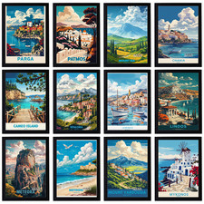 Vintage Travel Holiday Poster Retro City Greece Print Decor Wall Art A5 A4 A3