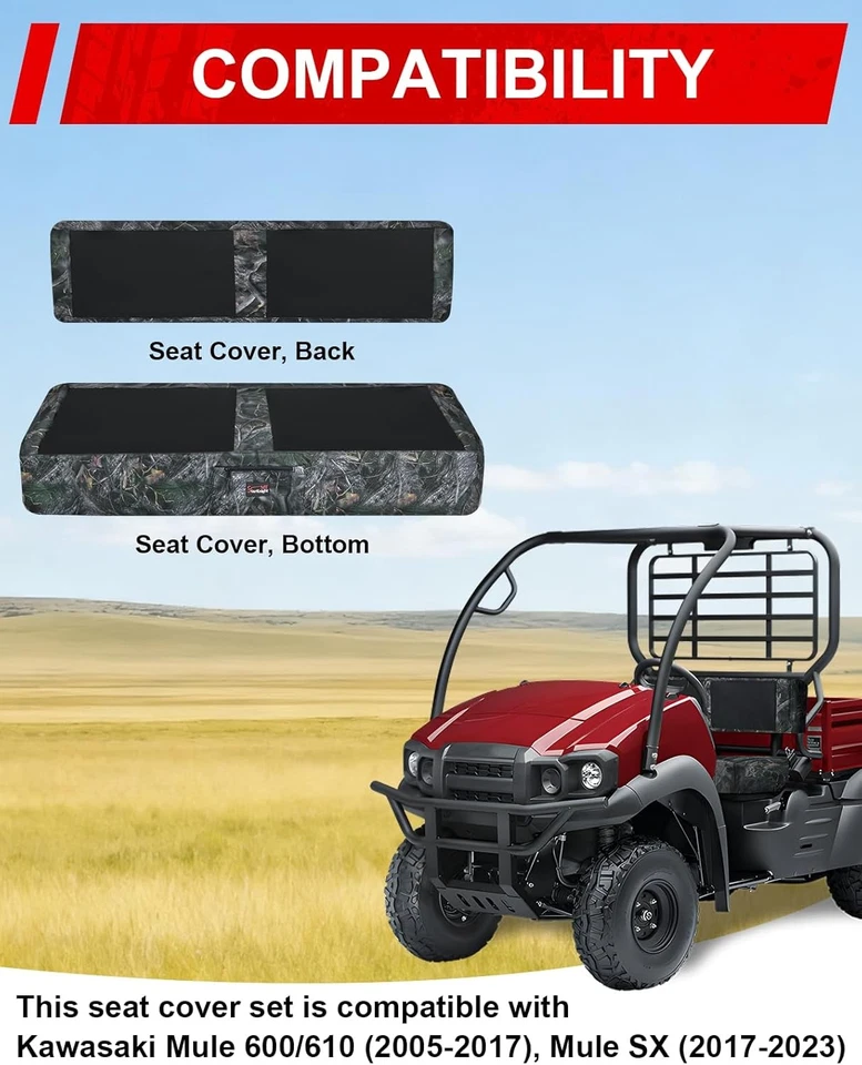Cubierta de asiento de banco impermeable para Kawasaki Mule 600/610 2005-2016/Mule SX 2017-23 Foto 3 de 4