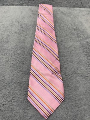 Robert Talbott Studio Tie Mens One Size Pink Striped Silk Satin Classic Pointed