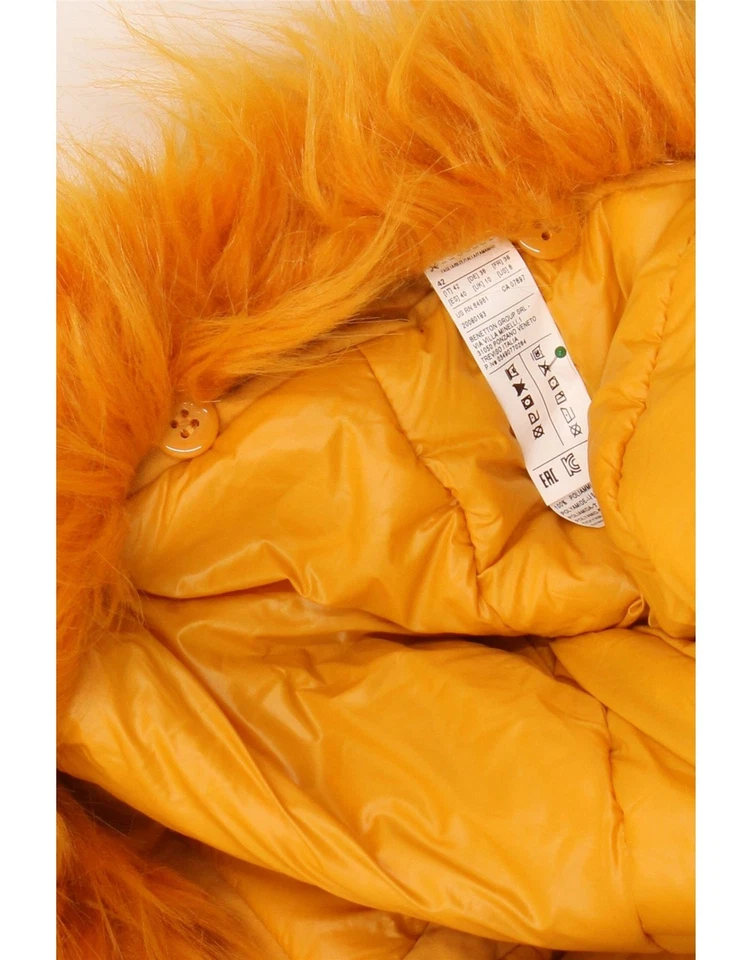 Chaqueta parka con capucha para mujer UNITED COLORS OF BENETTON UK 10 pequeña amarilla BK07 Foto 4 de 4