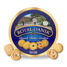 Royal Dansk Danish Butter Cookies Assorted Shapes 12 To 24 Ounce Blue Tin