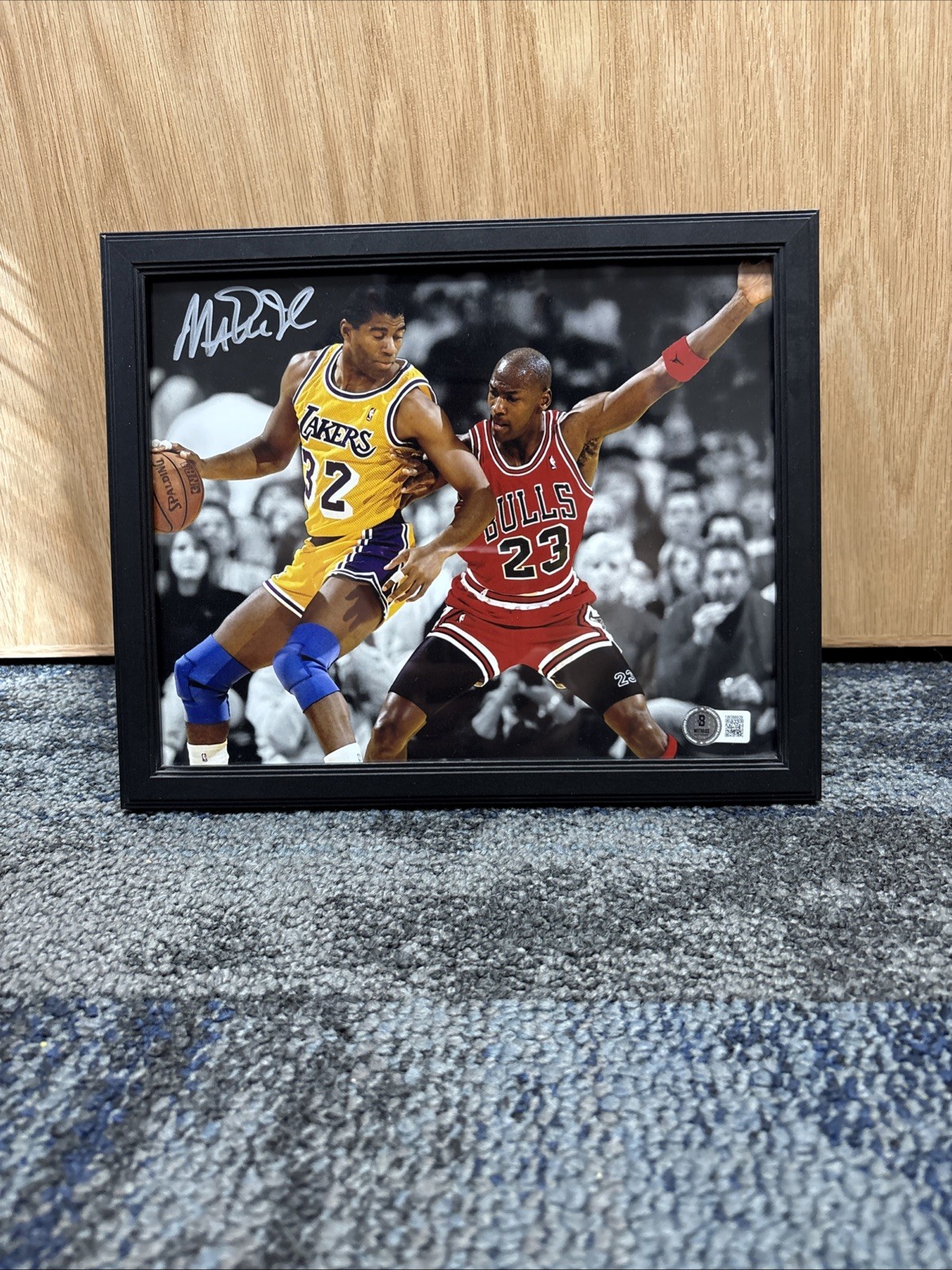 Magic Johnson Autographed Signed Los Angeles Lakers " vs Michael Jordan" 8x10 Photo Beckett Auth! 