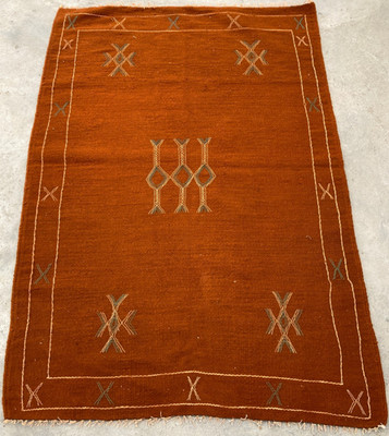 Vintage Traditionell Handgefertigt Marokkanisch Tribal Boho Wolle Kelim Boden Teppich 137x96 cm