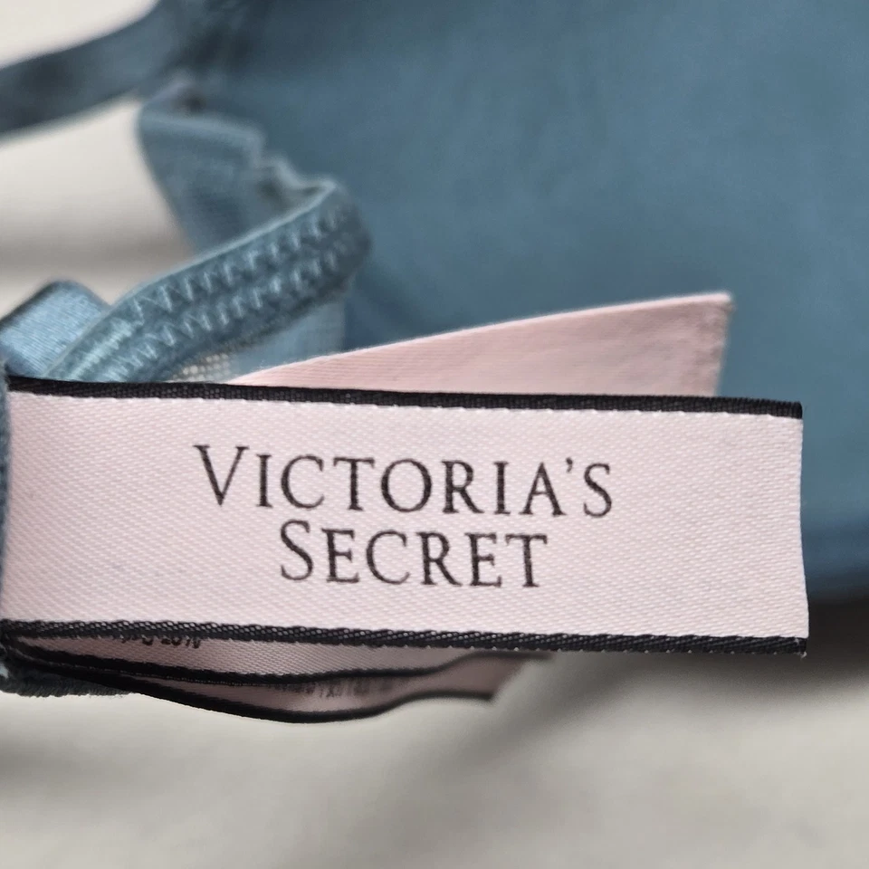 Victoria Secret Women Bra 34B Blue Floral Balconette Underwired Lace Lined Demi - Image 4 of 4