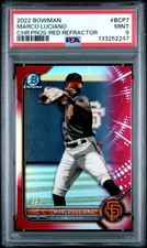 2022 BOWMAN CHROME PROSPECTS RED REFRACTOR #BCP7 MARCO LUCIANO 3/5 PSA 9