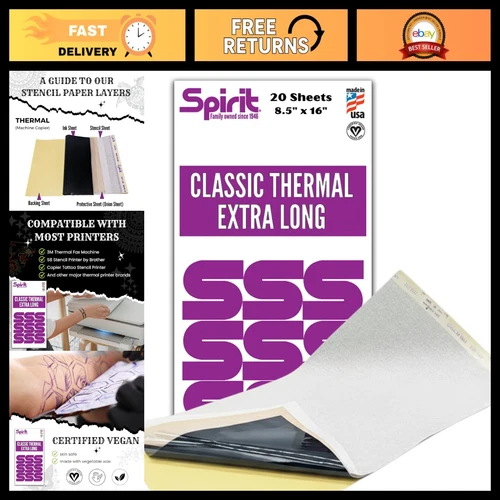 Classic Thermal Tattoo Stencil Transfer Paper - 8.5" x 16" Sheets (20 Pack) - Sk - product listing photo