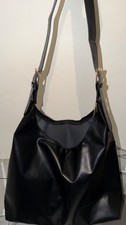 Grand sac cabas / hobo bag noir effet cuir Vintage