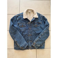 American Apparel Sherpa Lined Denim Trucker Jacket M Made in USA