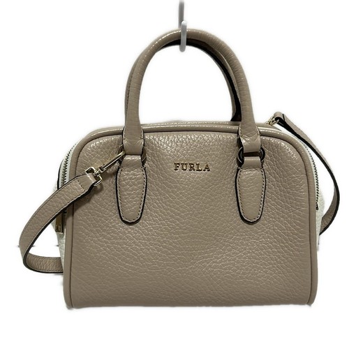 Auténtico FURLA - Bolso de mano de cuero beige crema