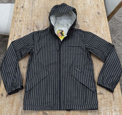 Burton Dryride Striped Herringbone Snowboard Jacket Hooded Full Zip  Men s Large