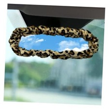 Soft Plush Car Rear View Mirror Cover, Cute Automotive Interior Leopard Print
