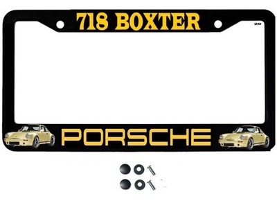 License Plate Frame Stainless Steel, Black with Permanent Vinyl Letters & Logos