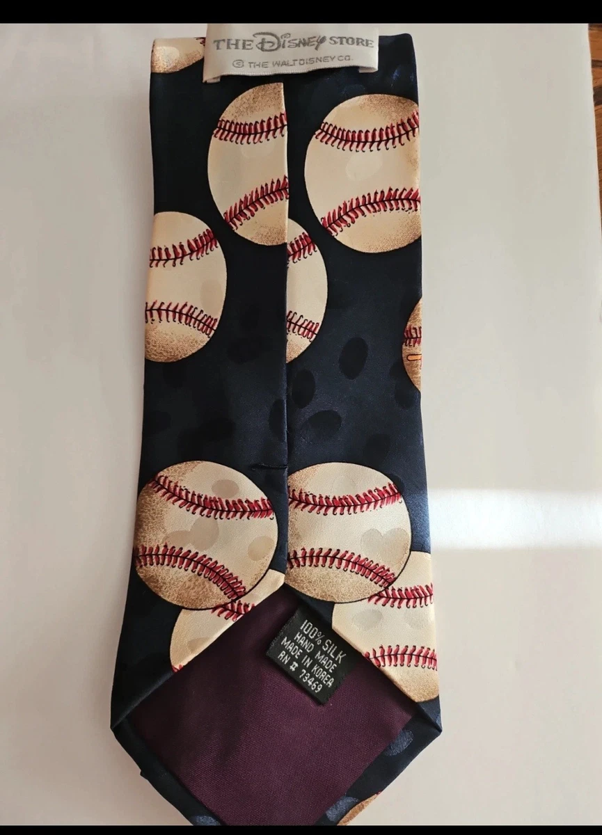 The Disney Store Silk Navy Disney Baseball Mickey Donald Goofy Men's Tie