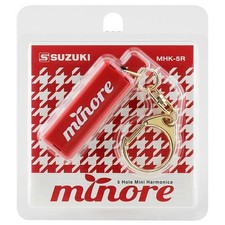 Suzuki Playable Mini Harmonica Keychain Minore   Red, 5-Hole, 10-Note