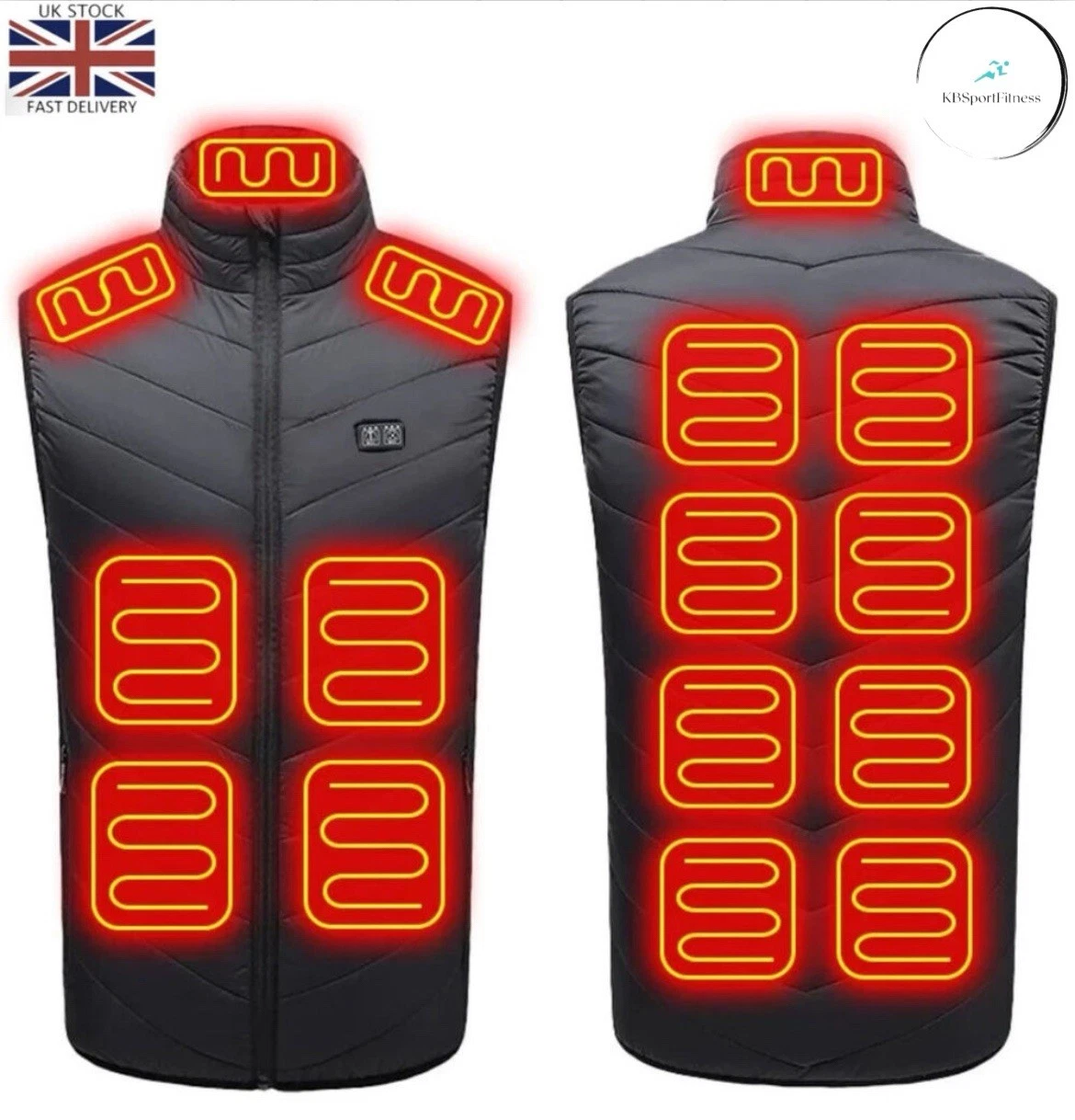 Mens Womens Electric Heated Vest Jacket Body Warmer 15 Areas Warm Winter Gilet