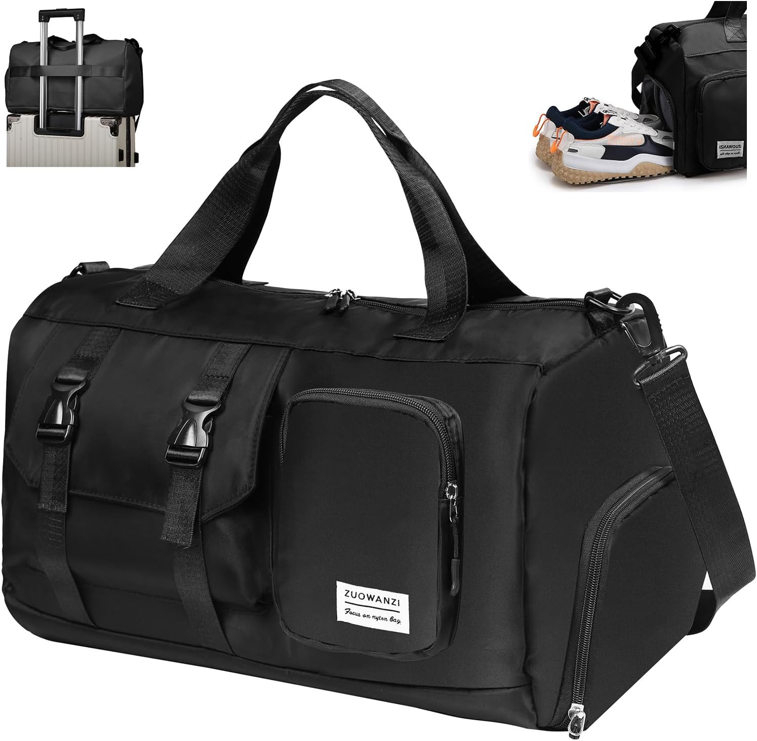 Sports Gym Bag Duffle Bag with Shoes Compartment, Weekend Travel Bag Overnight B