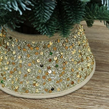 7.5 Inch Gold Glitter Christmas Tree Collar for Small Tabletop Trees